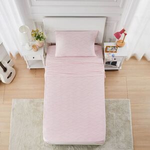 Mingled Threads - Prism Twin Pink/Blue Wave Grid Jersey Sheet Set Pink/Blue